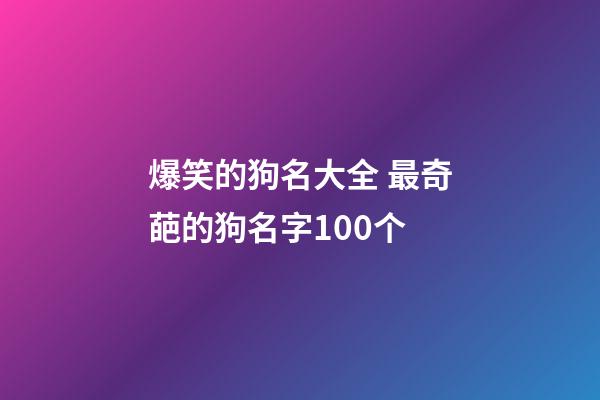 爆笑的狗名大全 最奇葩的狗名字100个